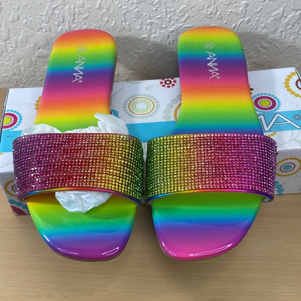 Anna Multicolor Rhinestone Slide Sandals